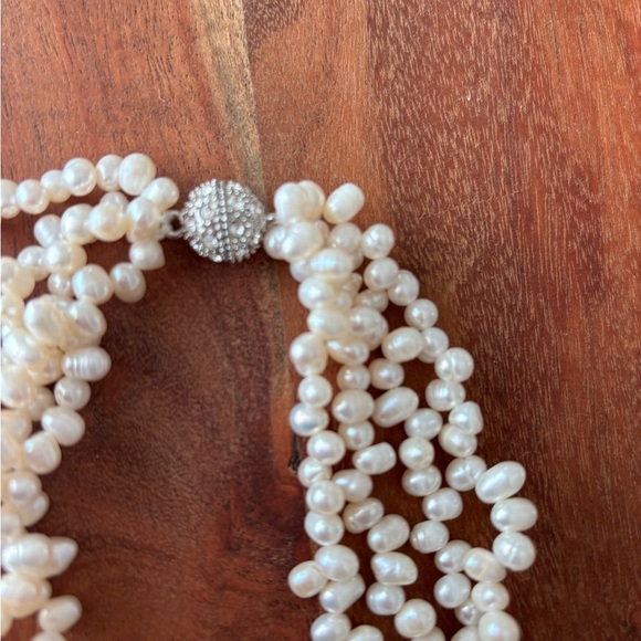 VTG 18" Oval White Biwa Cultured Freshwater Multi Pearl Strand Silver Mg Closure - Picture 5 of 7